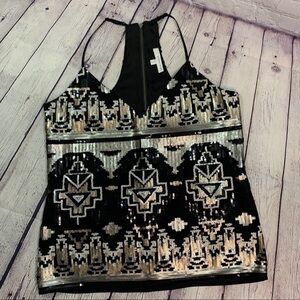 Lavender Brown Sequined Tank Top Medium